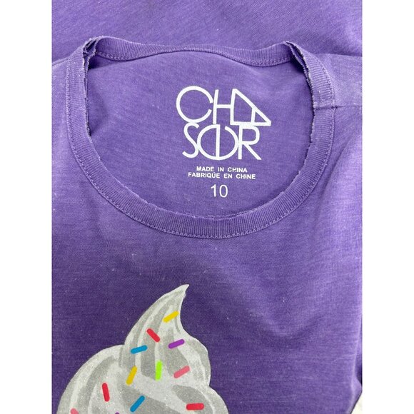 CHASER Girls Tank Tops Sz M/10 Bundle Purple Black Glitter Ice Cream Unicorn - Picture 6 of 16
